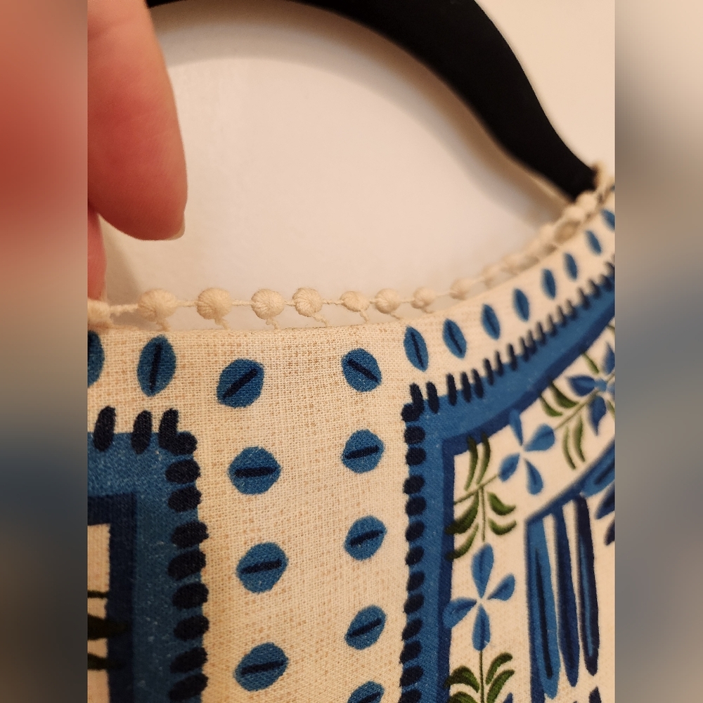 FARM Rio Blue and White Resort Maxi Dress with V-neck Bishop Sleeves - Picture 5 of 16
